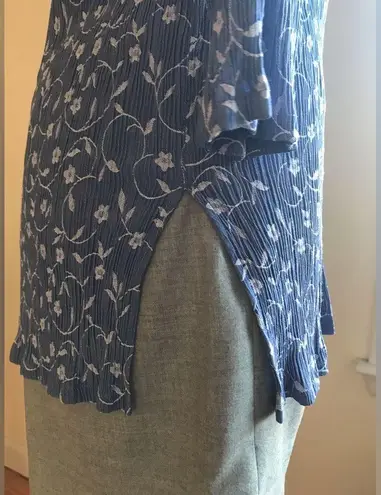 draper's & damon's Blue With White Embroidered Collared Button Top Size P XL