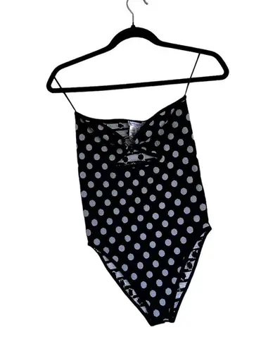 ZARA NWOT  POLKA DOT BODYSUIT WITH RING DETAIL STRETCH BLOGGERS FAV XS-S