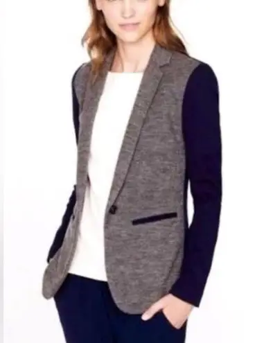 J.Crew  gray blue wool contrast colorblock blazer academia