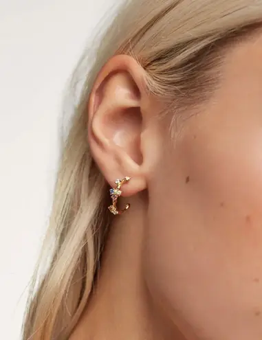 PD Paola Dainty hoops in gold-plated silver with five color zirconias