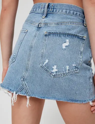 AGOLDE Revolve Denim High Waisted Distressed Mini Skirt Size 24