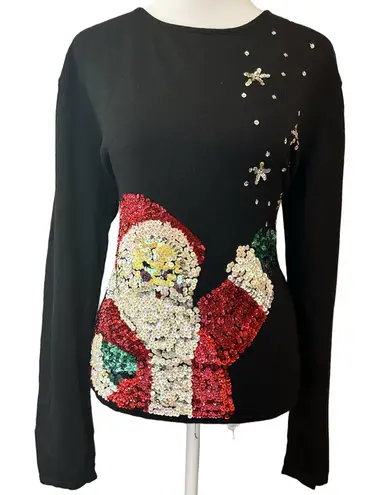 Vintage Santa Clause bling sequins maximalist gaudy kitschy Christmas top XLP Red Size undefined