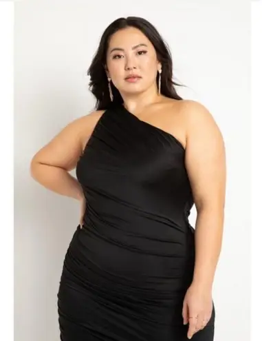 Eloquii Women's Plus Size Ruched One Shoulder Little Black Dress Size 18