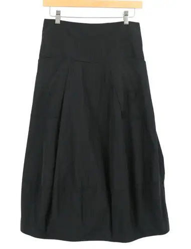 Sun Kim Midtown Taffeta Bubble Tulip Black Midi Skirt Lagenlook Pockets XS