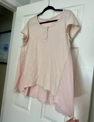 Mystree Women’s Neutral Pink Tunic Shirt Size Large 3 Buttons