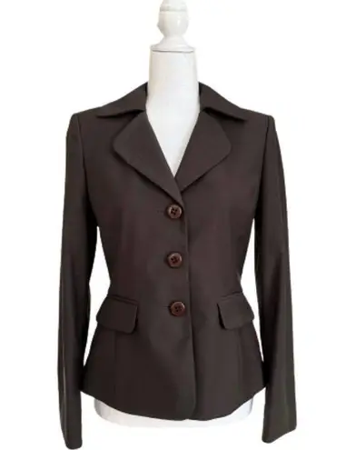 Anne Klein  Suit Brown Button Front Career Work Tailored Blazer Jacket Size 4