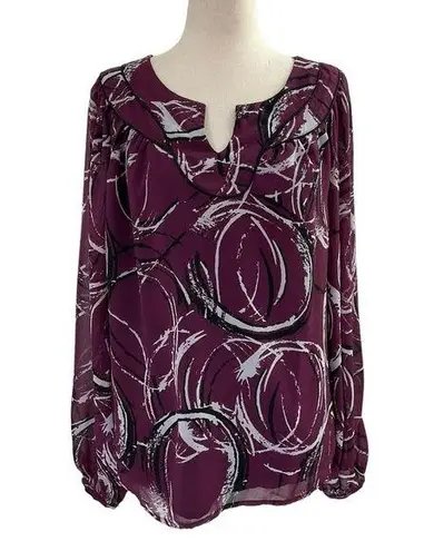 Ana A New Approach Purple/Eggplant Balloon Sleeve Blouse Size L | 41-50