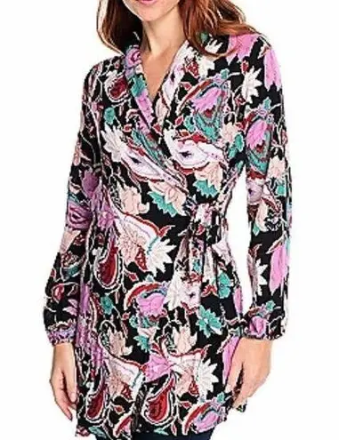 Kate & Mallory NEW Wrap Top Shawl Collar Size Small NWOT Black Floral Long