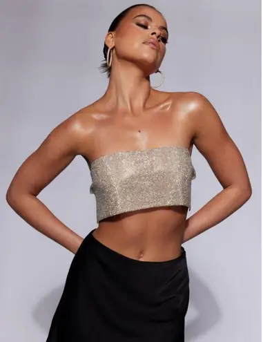 Meshki Gold Metallic Crop Top