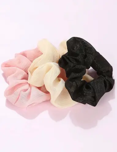 SheIn NIP Fantastic Set Of Six Hair Scrunchies Floral & Textured Solid - Image 3