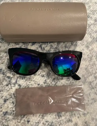 BCBGMAXAZRIA New  Black Rainbow Green Blue Reflective Sunglasses