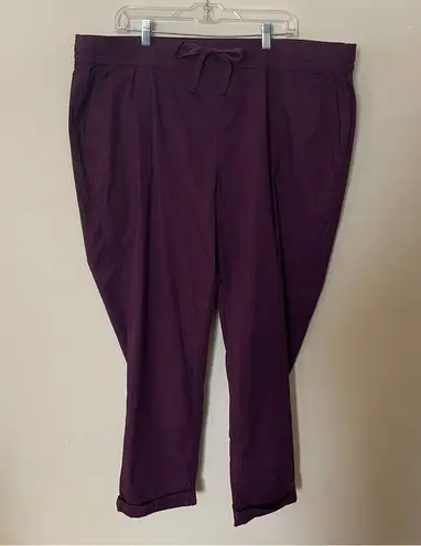 Torrid NWT Purple Pull-On Straight Stretch Poplin Mid-Rise Tie-Front Pant