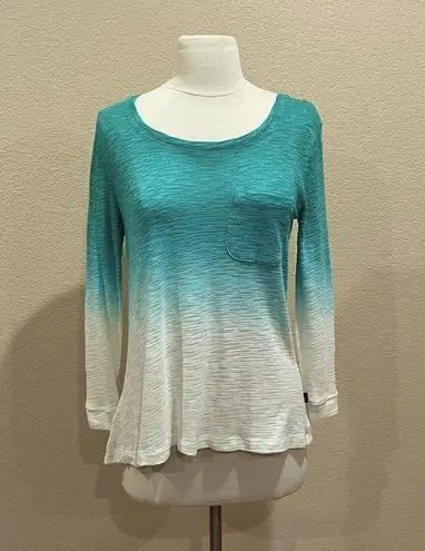 Z by Zobha Teal Ombre Lightweight Long Sleeve Top Size Small Green