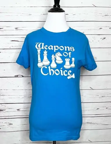 Tultex Chess “Weapons of Choice” Electric Blue Graphic T-Shirt Size XL