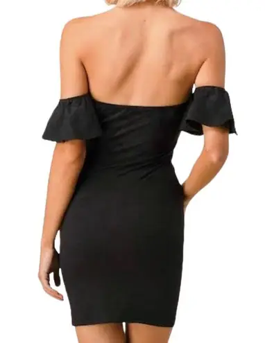 Olive Tree Black off shoulder bodycon dress by , ladies medium stretch knit mini