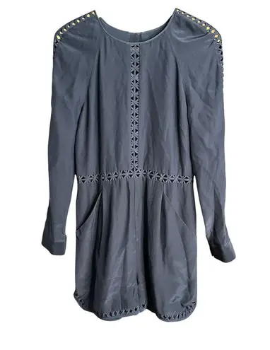 JONATHAN SIMKHAI | Silk Navy Blue Crossbar Romper Jumpsuit | Size Medium