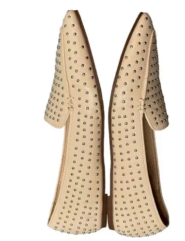 Chase and Chloe Beige Studded Pointed Toe Faux Leather Slip On Flats Size 6