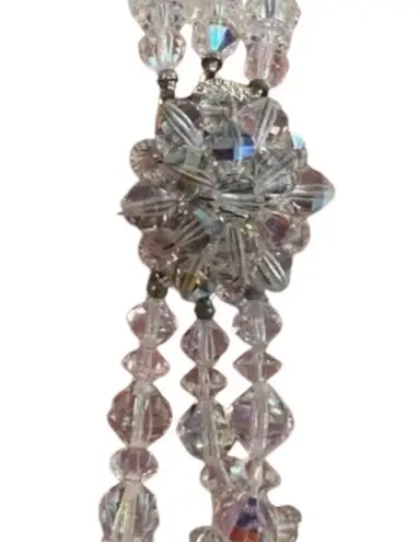 Vintage Aurora Borealis Crystal Bead Bracelet 1950s Old Hollywood Glam