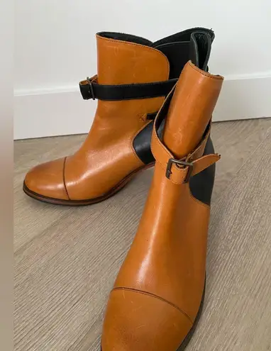 Wolverine Samantha Pleet Tan & Black 1000 Mile Bonny Leather Ankle Boots Sz 9.5