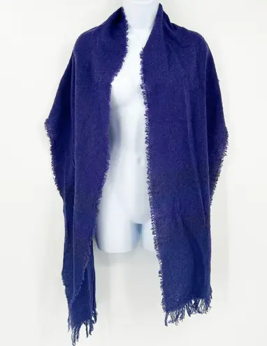 Kerry Woollen Mills Irish Celtic Vintage Frayed Hem Lamsbwool Blend Scarf Wrap Purple
