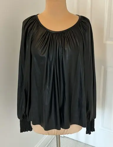 Ramy Brook  Astrid Black Faux Leather Top