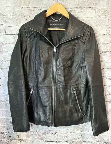 Andrew Marc New York Black Leather Moto Jacket Women’s Zip M