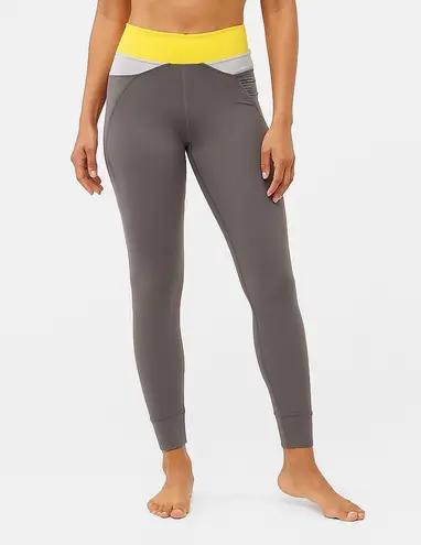 Lole Lolë Amoda Women's Pants Legging Mesh Panel Gray / Yellow (Size XS) EUC