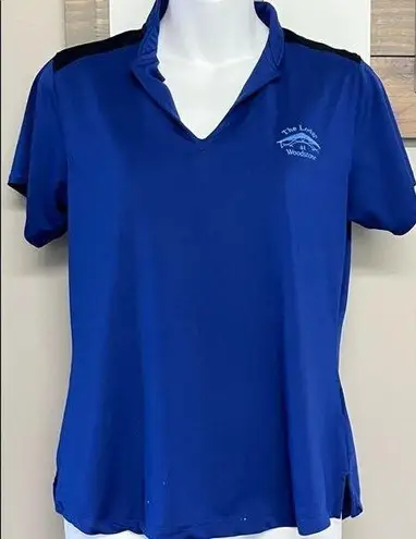 Bermuda 6.  Sands Cobalt Blue V-Neck Women’s Short Sleeve Wick Away Golf Shirt-Sm