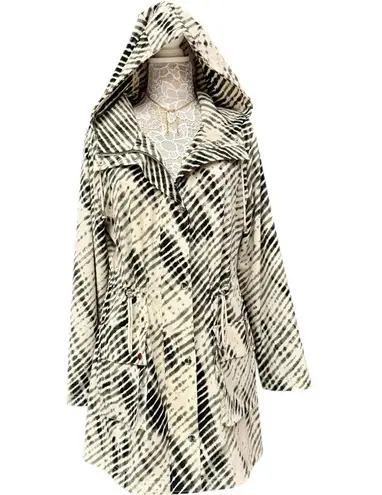 Soft Surroundings Go Lively Shibori Hooded Anorak Jacket Size L Zip Snaps Lined