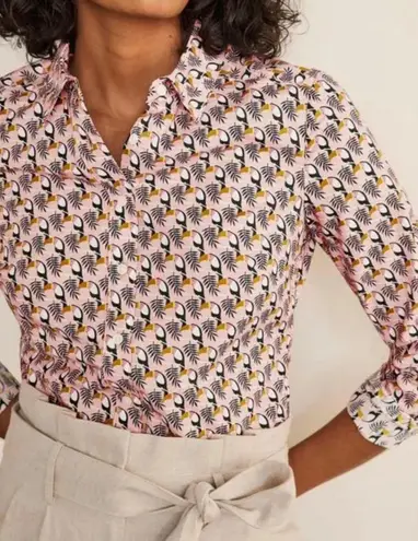 Boden USA Boden Cotton Classic Milkshake Toucan Tile Button Down Shirt