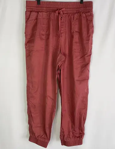 A New Day Drawstring Waist High Rise Ankle Jogger Pants Faded Red Size Large