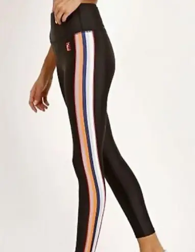 P.E Nation Crossbar Black Leggings Black Side Stripe Green XSmall Activewear Size XS