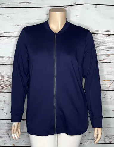 Isaac Mizrahi Live! Essentials Size XL Navy Blue Zip Up Knit Jacket w/ Pockets