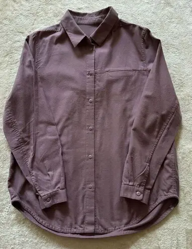 Lululemon  Women's Full Day Ahead Shirt Antique Bark Flannel Button Up Sz 8