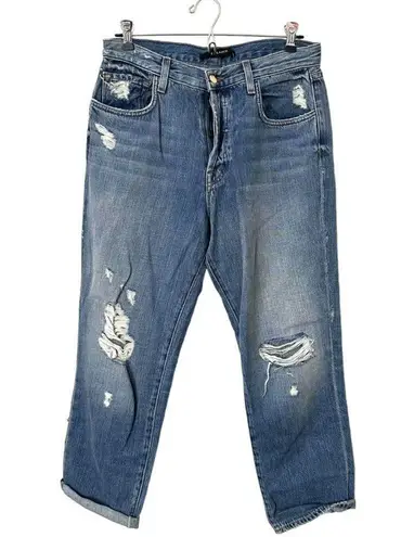 J Brand ‎ Ivy High-Rise Cropped Denim in Beach Wrecked Sz 27