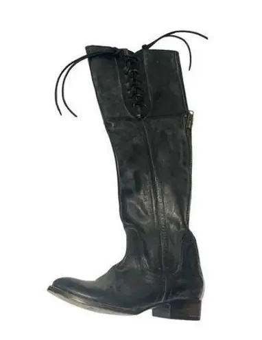 FREEBIRD by Steven FREEBIRD WEST Over The Knee Distressed Black Leather Riding Boots US 8 Back Zip