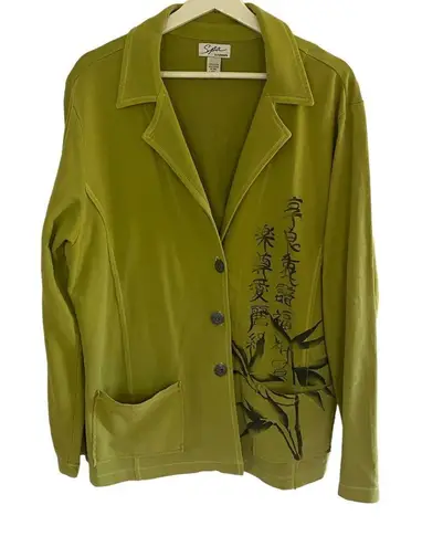 Chico's Spa by Chico’s green button down jacket pockets size 3 =XL/16