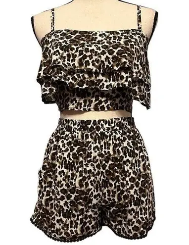 Dream State Animal Print Set Sz S/M Brown