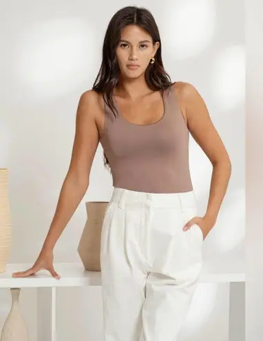 Workshop Republic Clothing Taupe Brown Fitted Sleeveless Tank Top