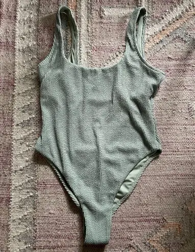 Swimsuit For All NWT (M) Alina Crinkle Low Back Cinched One Piece Sage Green by Swimsuits for All