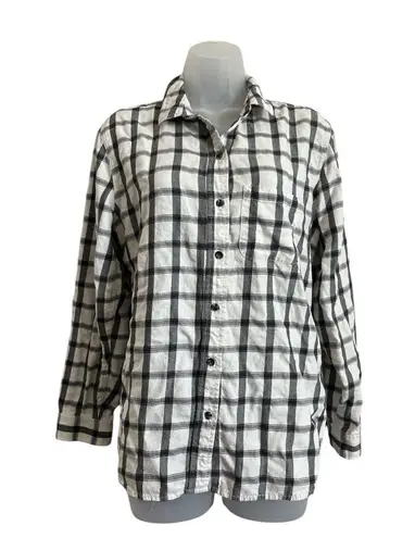 Marine layer Ladies Haile Button Down White Black Plaid Size XXL