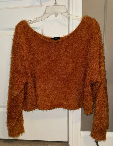 Forever 21 Orange  Fuzzy Knit Drop Sleeve Sweater