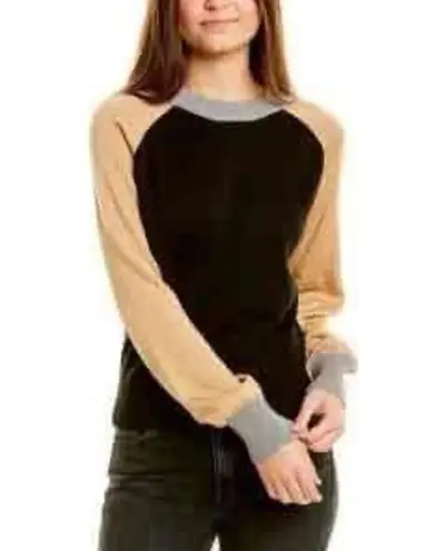 MONROW Black Tan Color Block Pullover Sweater Size XL
