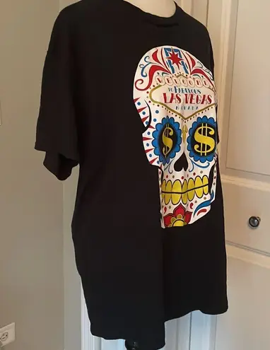 Super Cool Oversized Black Las Vegas Nevada Skull T Shirt Size L