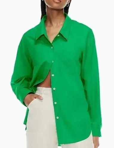 Wilfred Free Women's Green Cotton Long Sleeve Button Down Shirt Top Size 2XL