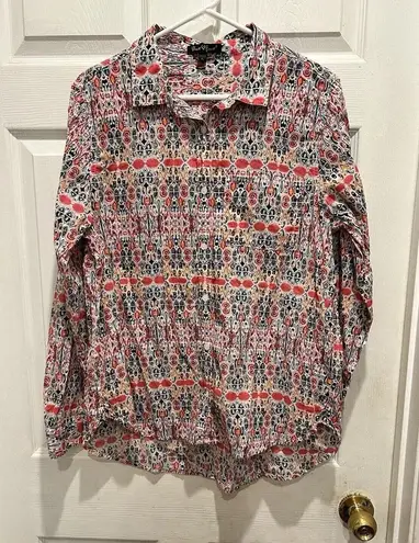 Velvet Heart Women's Collared Button Down Long Sleeve Top Floral Print Size XL