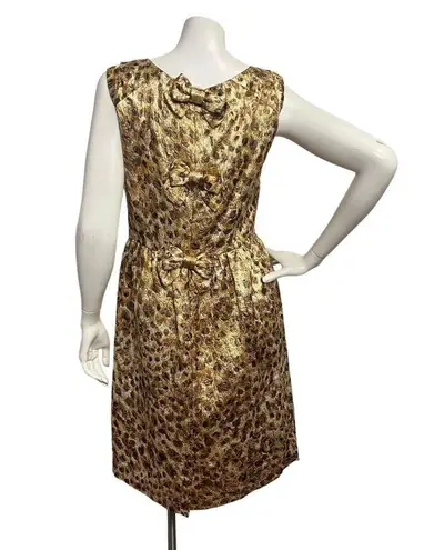 J.Crew  Women's Sz 4 Golden Brown Sheath Dress Leopard Print Bow Preppy Casual