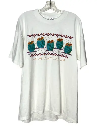 ONEIDA White Arizona T Shirt Cactus Single Stitch 1993 Size Large UNISEX