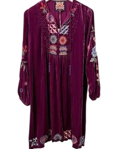 Johnny Was Nikkola heavily embroidered velvet shift dress NWT (oversized)