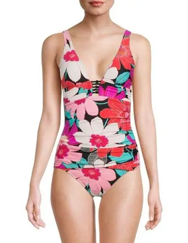 La Blanca Over the Shoulder Front Knot Tankini Swimsuit Top Size 8, New w/Tag